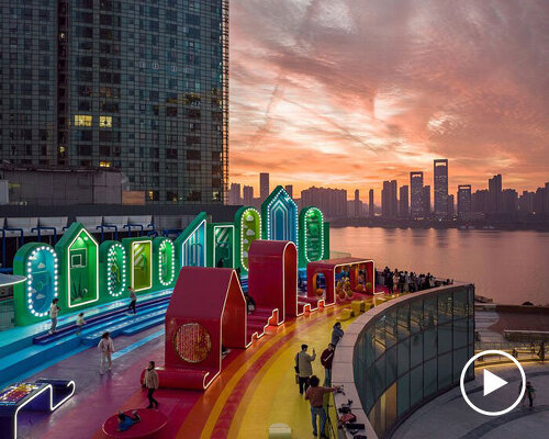 100architects' vibrant rooftop intervention in china invites you over the rainbow