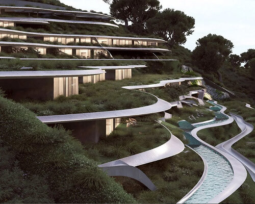 314 architecture studio embeds resort with staggered organic terraces into the greek landscape