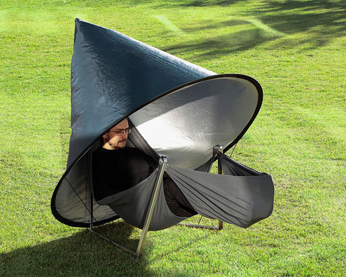 experience weightlessness with this hammock-like 'lul' chair by yurii cegla