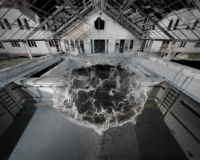 ryoichi kurokawa superimposes 3D data of architecture + nature into mind-bending installations