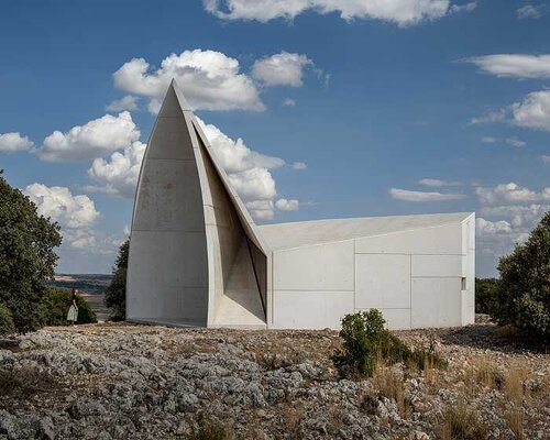 sancho-madridejos builds origami-like chapel on mountainous landscape of central spain