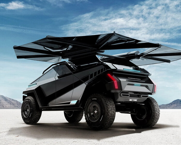 meet thundertruck: the electric offroader with 'bat wing' solar awnings