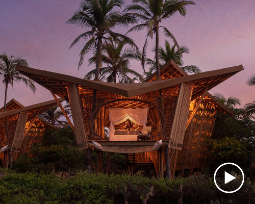 atelier nomadic adds 6 bamboo treehouses to an off-grid resort in mexico