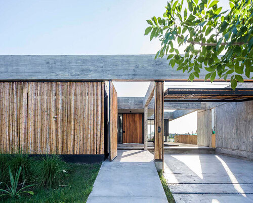 estudio PKa fronts this buenos aires house with a curtain wall of bamboo