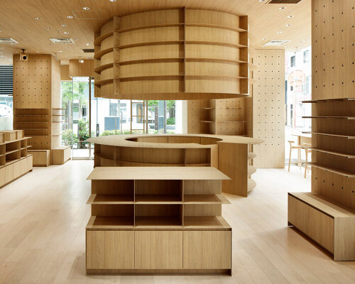 schemata architects clads entire tokyo restaurant interior in artificial wood films