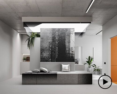 UR bureau's 'glitch apartment' pairs cool greys with bold accent colors