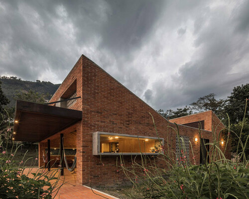 plan:b arquitectos nestles a warm brick country house in la siria, colombia