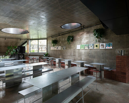 clean-cut furniture complete MDT mobilier's brutalist café in montreal