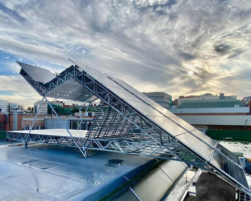 ignacio borrego designs solar panel structure that doubles as pergola on rooftop in madrid