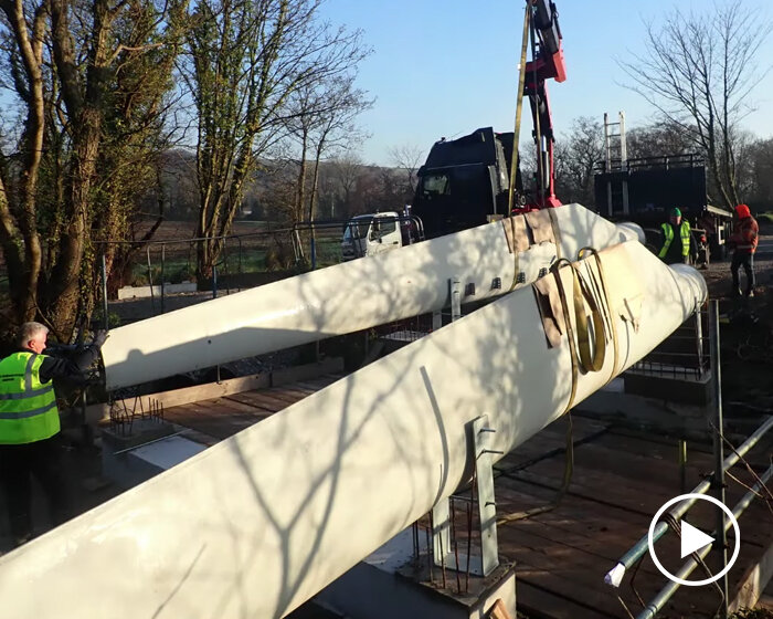 re-wind installs first 'BladeBridge' in ireland using repurposed wind turbine blades