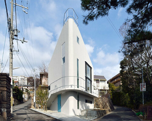 this private residence in kobe, japan, is shaped like a boat hull