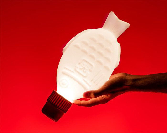 soy fish lamp made of recycled ocean-bound plastic now available at designboom shop