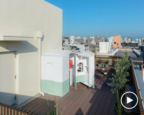 this compact box on japanese rooftop converts into tiny coffee shop