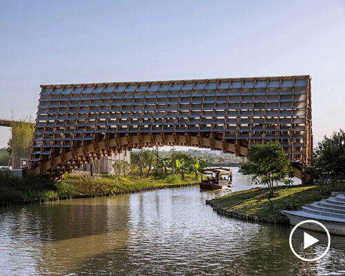 LUO studio extrudes arched timber bridge in china to revitalize traditional rural culture