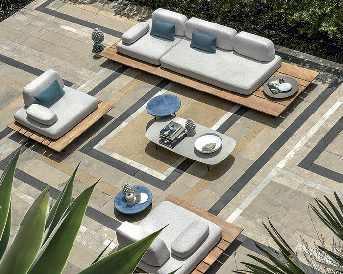 ethimo calipso outdoor lounge collection shapes modular system of soft forms