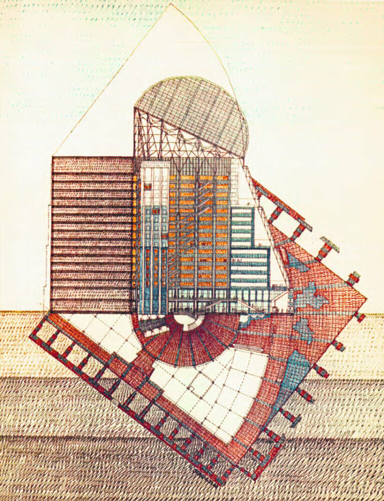 helmut jahn, james r. thompson center, chicago, illinois, USA, 1985 (drawings courtesy helmut jahn)