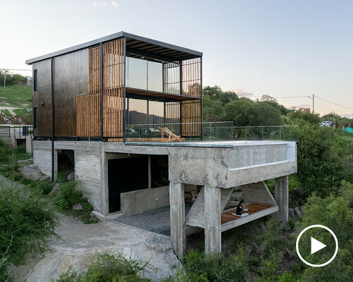 this 'siquiman lodge' integrates a floating yoga studio into its foundations