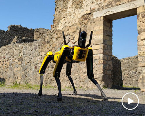 boston dynamics' dog robot SPOT sniffs out to guard the ruins of pompeii