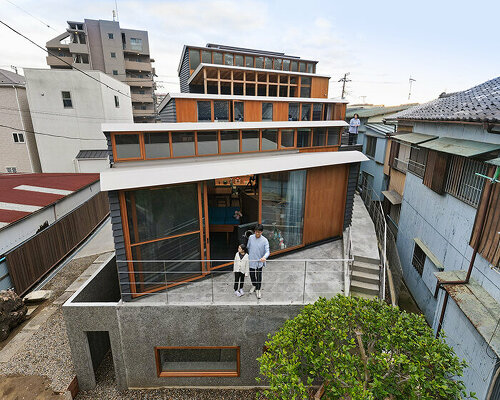 seven staggered volumes by KOMPAS accommodate family house and gallery in japan