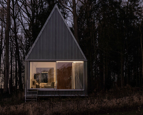 these glass 'roseraie' cabins by laboratoire reflect the heritage of their forested site