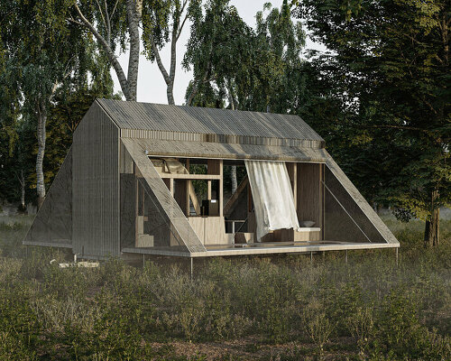 this adaptable cabin concept by atelier fasea folds open in summer