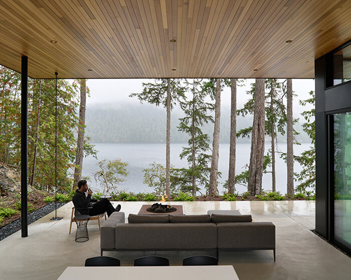 W O V E N perches L-shaped retreat above pristine lake in BC canada