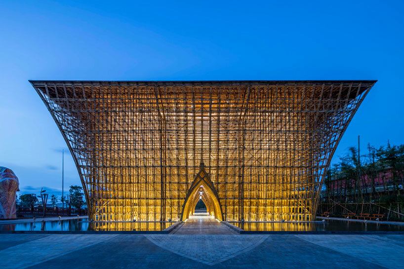 VTN architects carves out intricate bamboo center with sculptural 