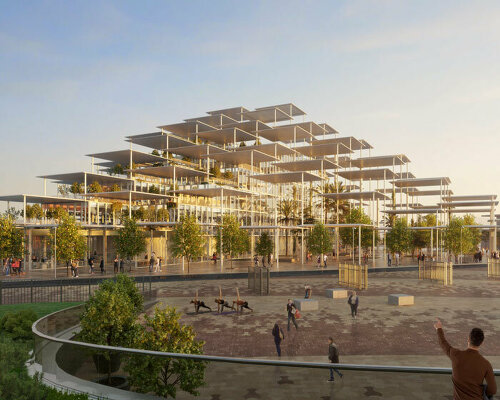 cascading solar canopies cover BIG-designed research center in seville