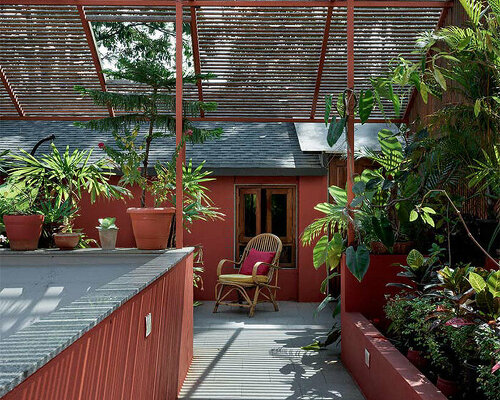 inner gardens and different lattice roofs characterize house by RC architects in india