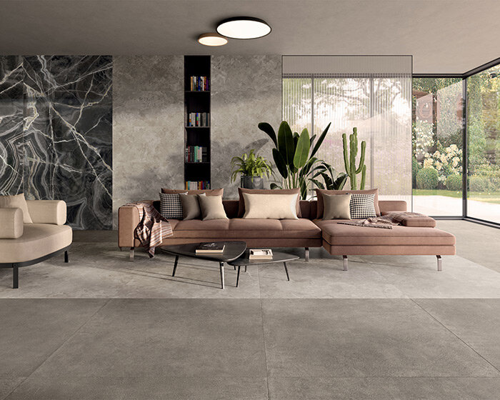 iris ceramica drapes the interiors in natural stone, earth & lava