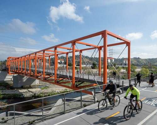 orange ‘rumblefish’ bridge designed by SPF:architects opens in los angeles