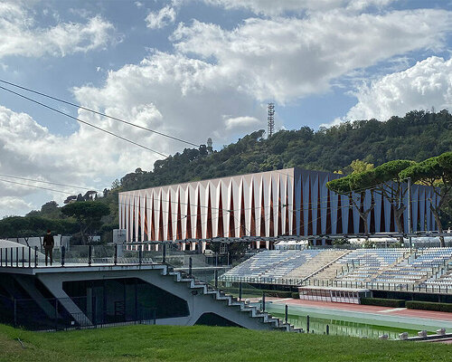 3GATTI imagines origami tennis temple with floating roof in foro italico, rome