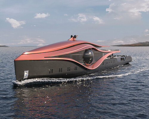 the ZION superyacht concept by bhushan powar design has a giant glass eye