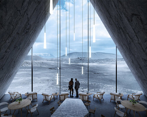 this immersive restaurant proposal frames dramatic views of iceland's natural sites