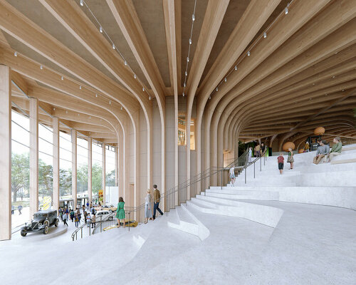 henning larsen shapes circular 'world of volvo' experience center with glulam and CLT