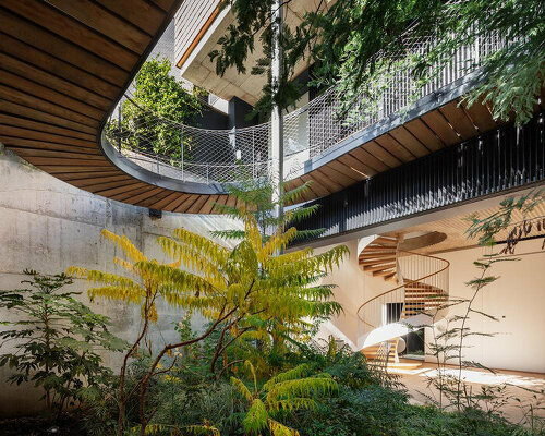 open courtyard with lush vegetation completes langarita-navarro's casa hernández in madrid