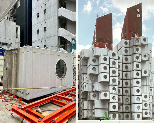 capsules of nakagin tower fly for first time in 50 years, headed to museums across world