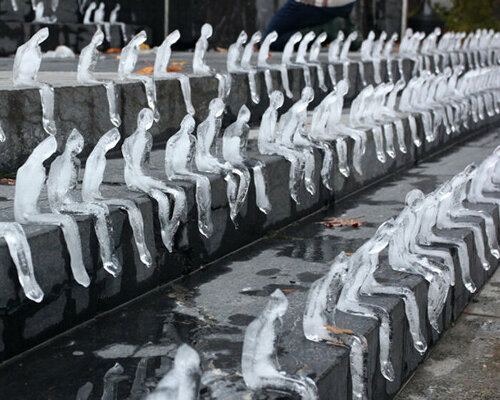 néle azevedo's melting ice figures are a poignant take on climate change and humanity