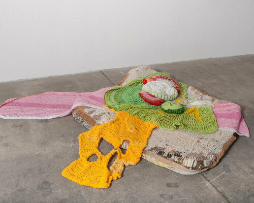 supersized crotchet food by sabina speich highlights the problem of food waste