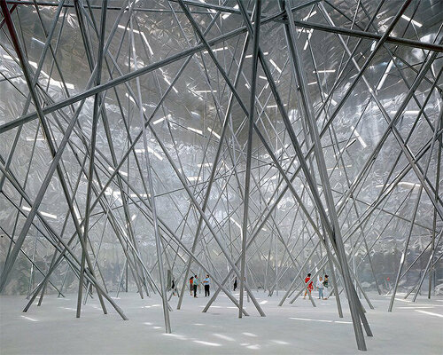 a web of tilted columns takes over christian kerez's bahrain pavilion at expo 2020 dubai