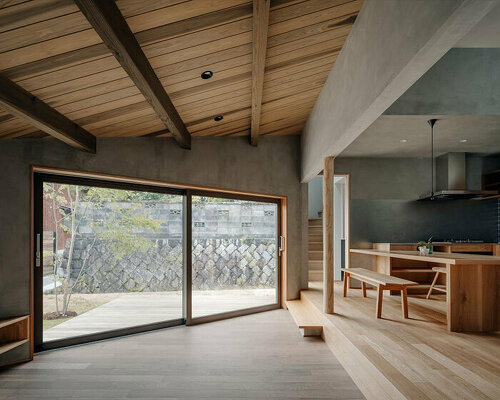 hearth architects blends concrete with timber touches within minimalistic house in japan