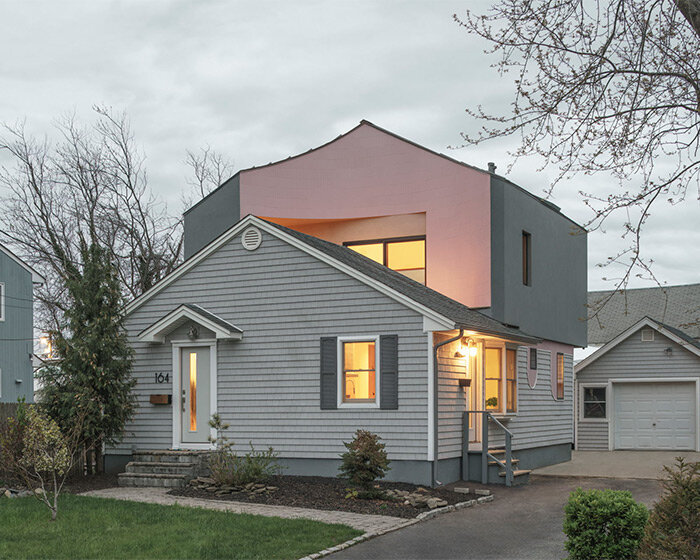 architensions builds pink tile-clad extension on top of old ranch house in the US