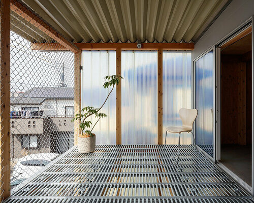 nori architects forms steel mesh façade for minimum house in toyota