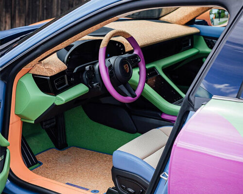 sean wotherspoon unveils the cork and corduroy interiors of his electric porsche art car