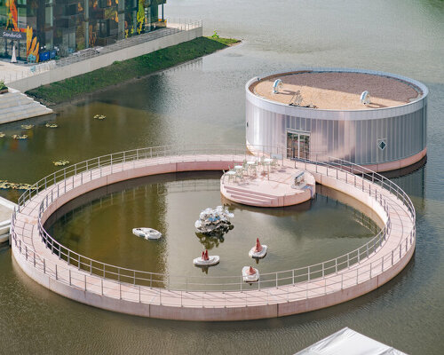 studio ossidiana's poetic art pavilion floats on water in almere, the netherlands