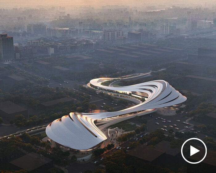 zaha hadid architects' winning entry for jinghe echoes a naturally eroded river valley