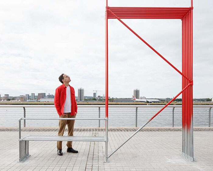 two-level bench installation by andre kong studio highlights climate challenges ahead