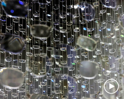 optical installation in beijing mirrors raindrops with 30,000 repurposed eyeglass lenses