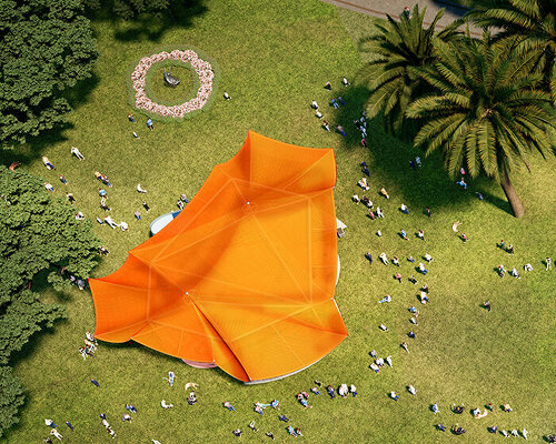 a first look at all(zone)'s groundbreaking, canopied design for the MPavilion 2022