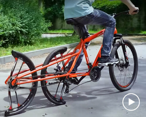 engineer splits back wheel in half to create one-of-a-kind, fully functional bicycle